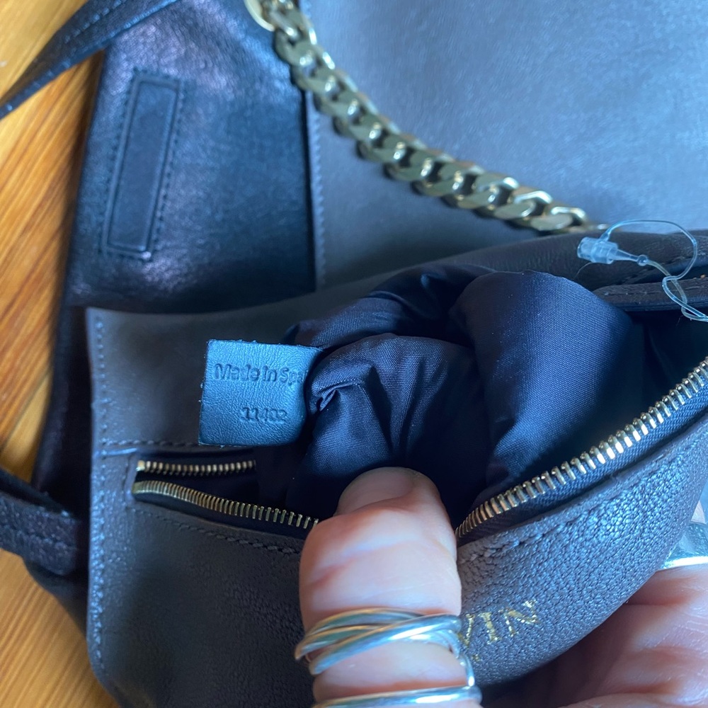 Y2K Lanvin Paris Carry Me black metallic brown Leather Chain-Accent Tote Bag - Picture 16 of 16